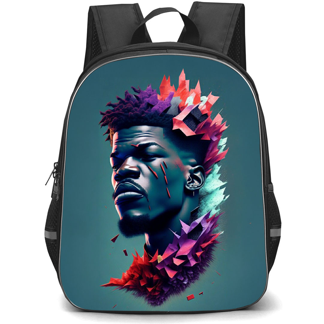 NBA Jimmy Bulter Backpack StudentPack - Jimmy Bulter PopArt On Cyan Background