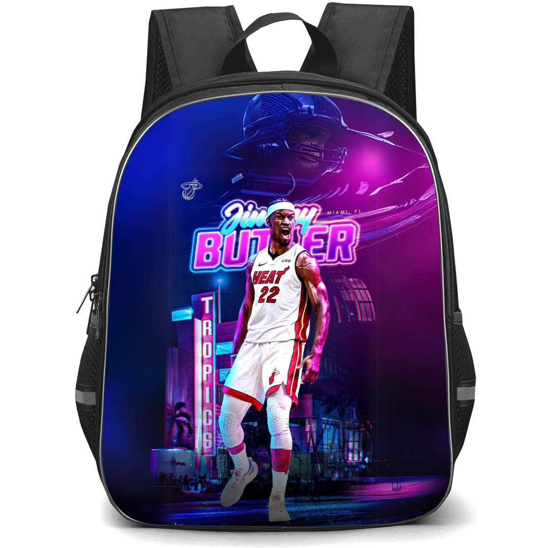 NBA Jimmy Butler Backpack StudentPack - Jimmy Butler Shouting On Neon Background