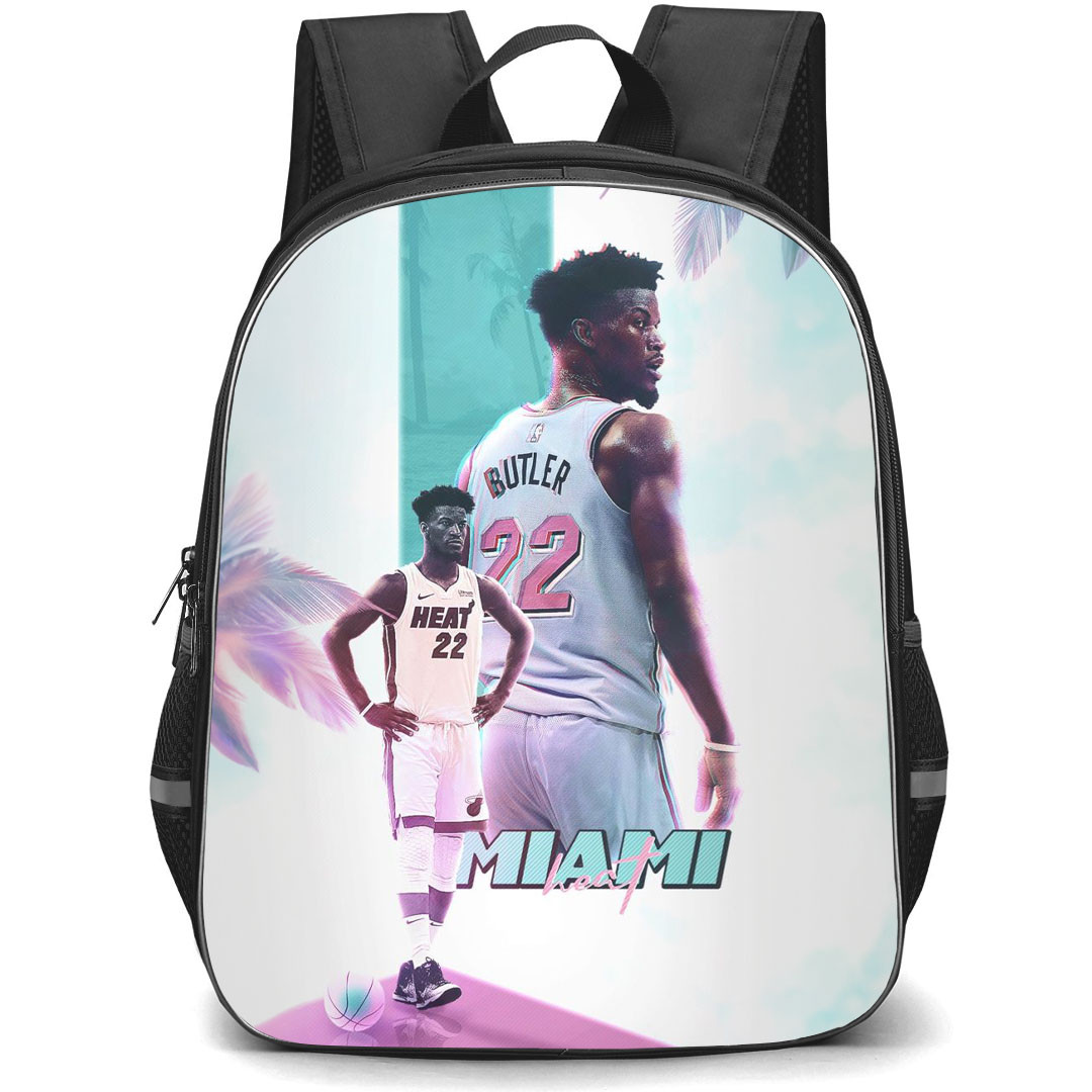 NBA Jimmy Bulter Backpack StudentPack - Jimmy Bulter Miami Heat 22 Standing Back Poster Art