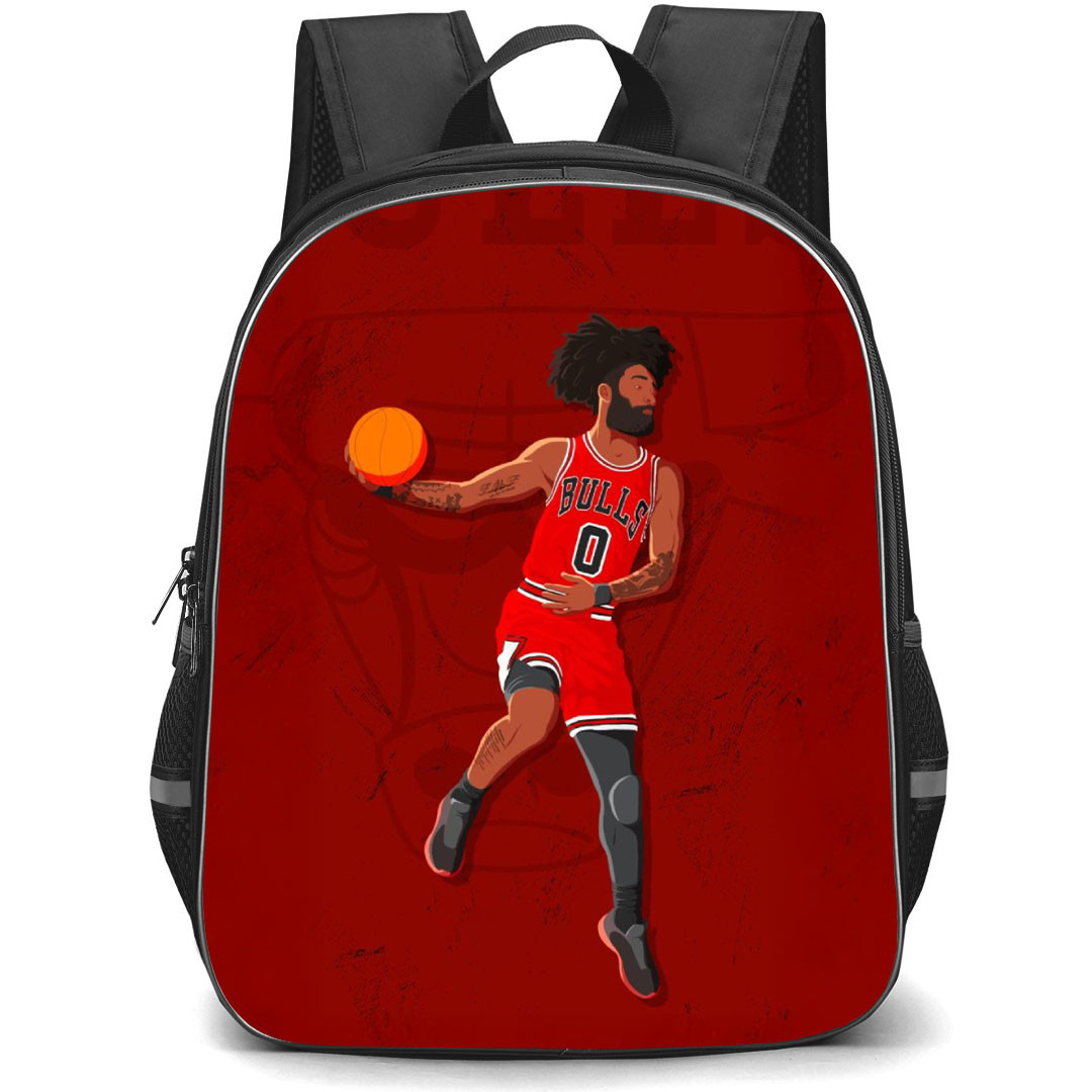 NBA Coby White Backpack StudentPack - Coby White Dunking Vector Art On Red Background