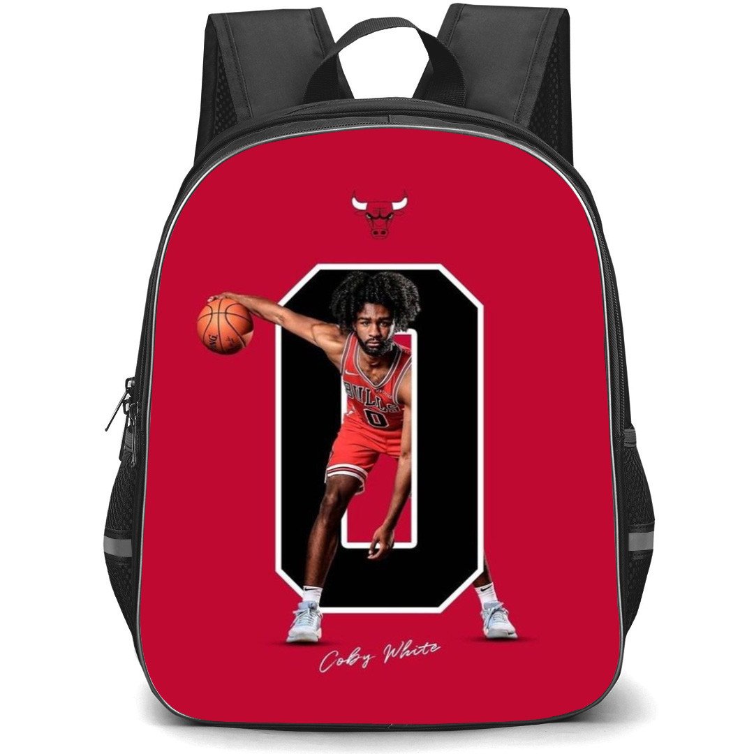 NBA Coby White Backpack StudentPack - Coby White Jersey Number Chicago Bull On Red Background