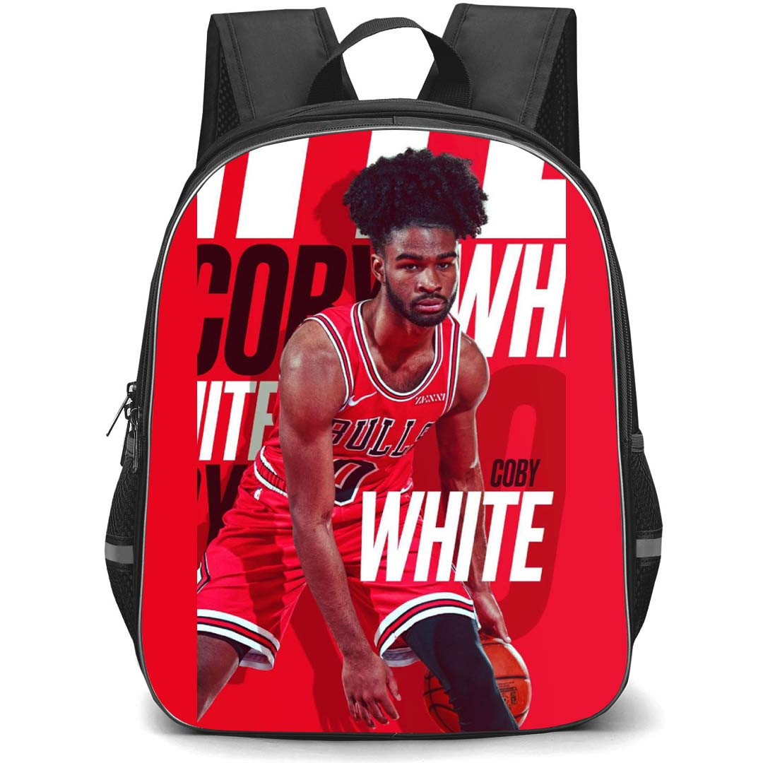 NBA Coby White Backpack StudentPack - Coby White Pose On Word Art Red Background