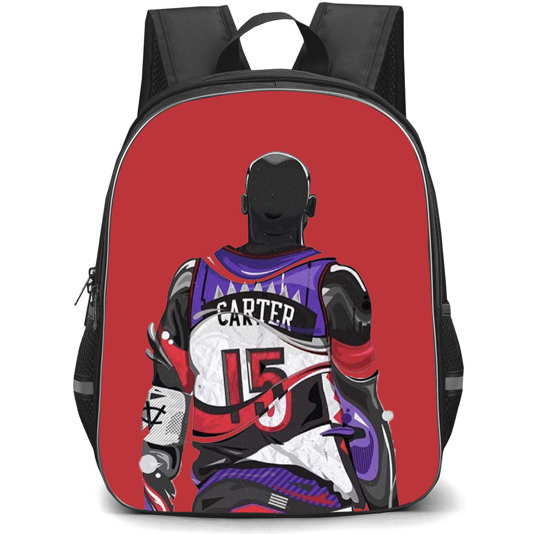 NBA Vince Carter Backpack StudentPack - Vince Carter Back Portrait Jersey Cartoon Art On Red Background