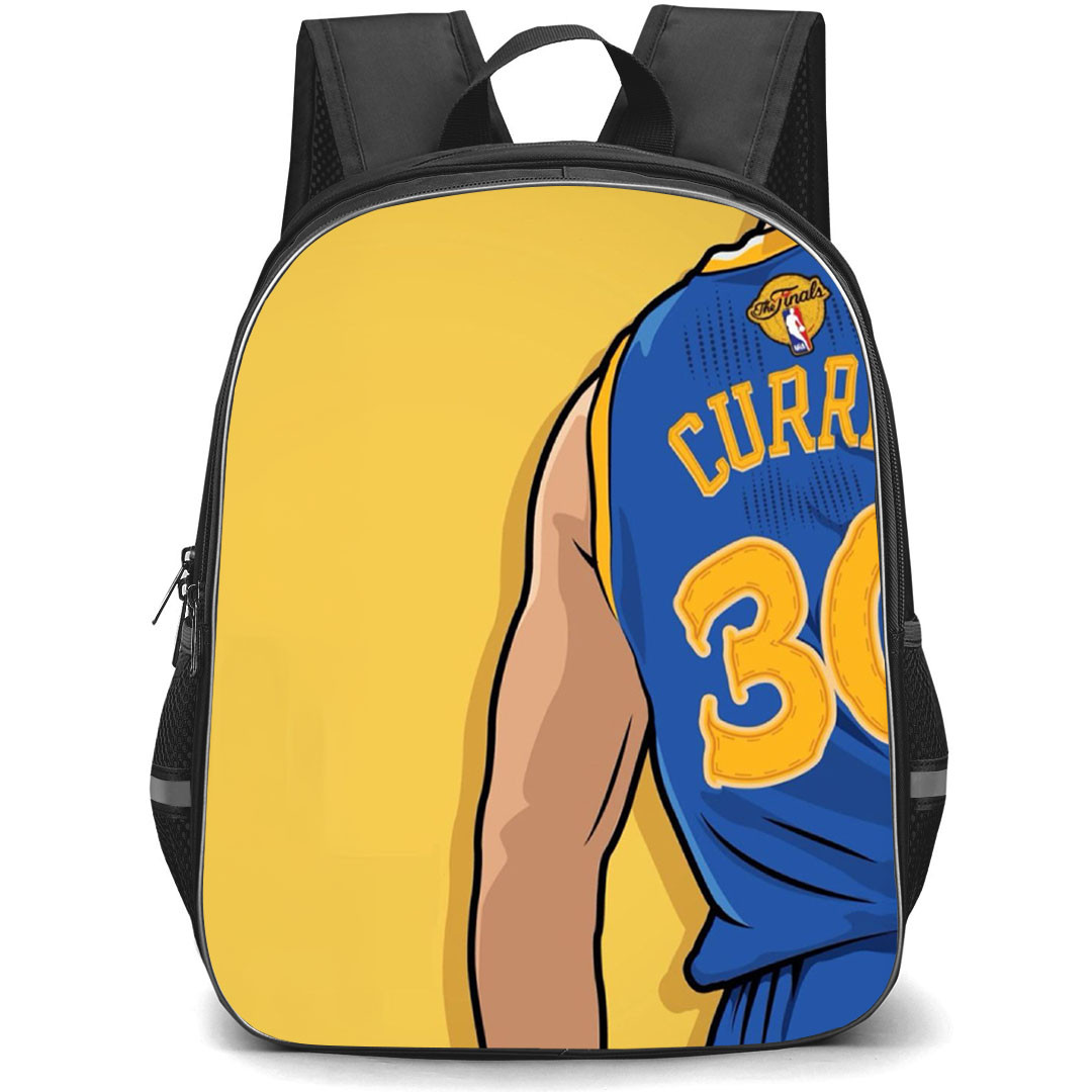 NBA Stephen Curry Backpack StudentPack - Stephen Curry Back Portrait Jersey Illustration Art On Yellow Background