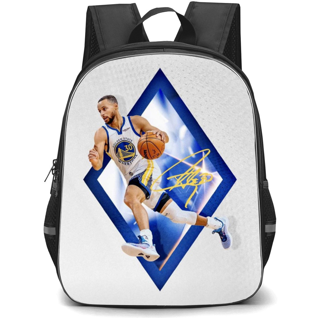NBA Stephen Curry Backpack School Bag StudentPack - Stephen Curry Dribbling Run Diamond Portrait Poster