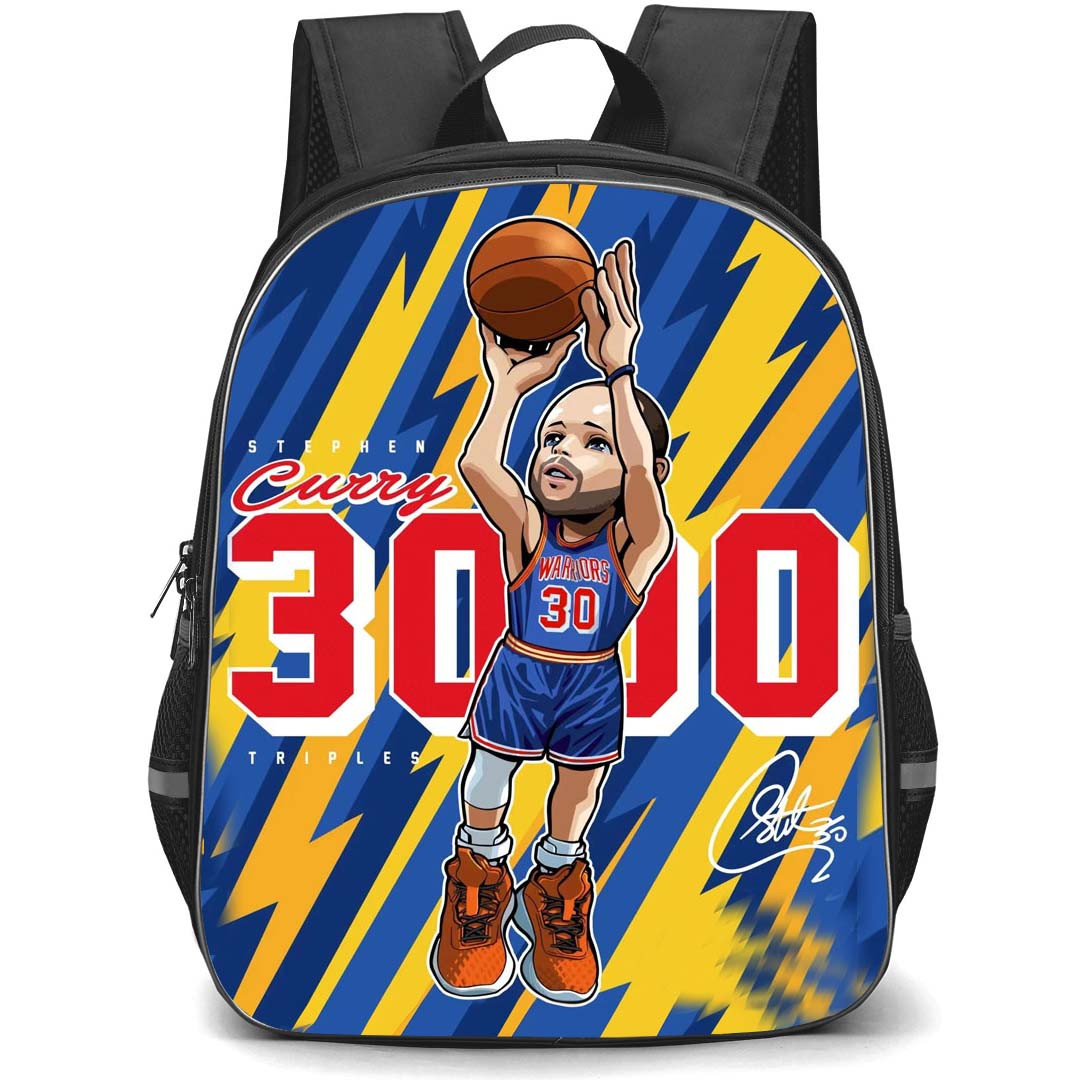 NBA Stephen Curry Backpack StudentPack - Stephen Curry Golden State Warriors 30 Shooting Cartoon Blue Yellow Stripe