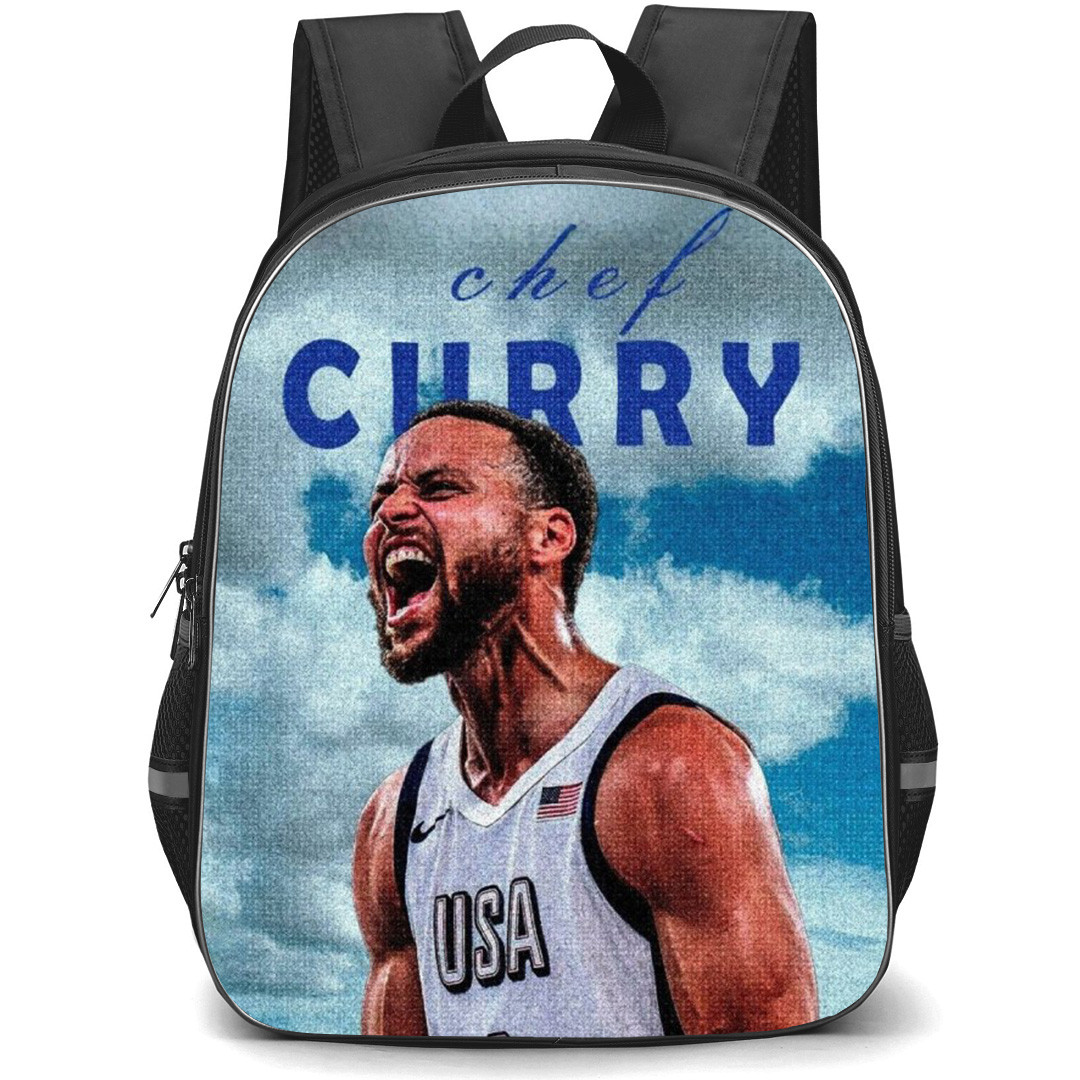 NBA Stephen Curry Backpack School Bag StudentPack - Stephen Curry Shout Clouds Portrait Poster