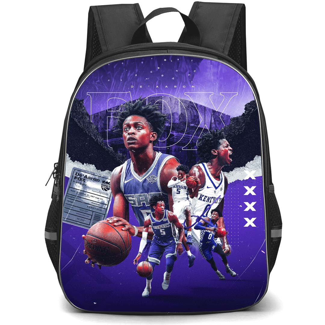 NBA De Aaron Fox Backpack StudentPack - De Aaron Fox Sacramento Kings 5 Purple Poster Art