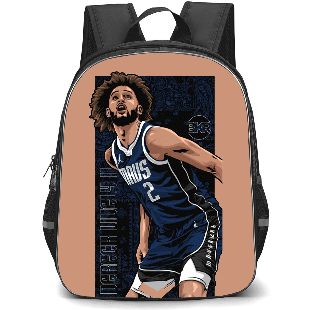 NBA Dereck Lively Backpack StudentPack - Dereck Lively Candid Illustration Art On Dark Background