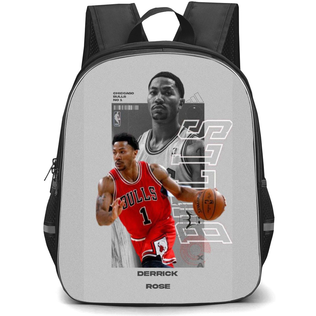 NBA Derrick Rose Backpack StudentPack - Derrick Rose 1 Bulls Dribbling And Grayscale Poster
