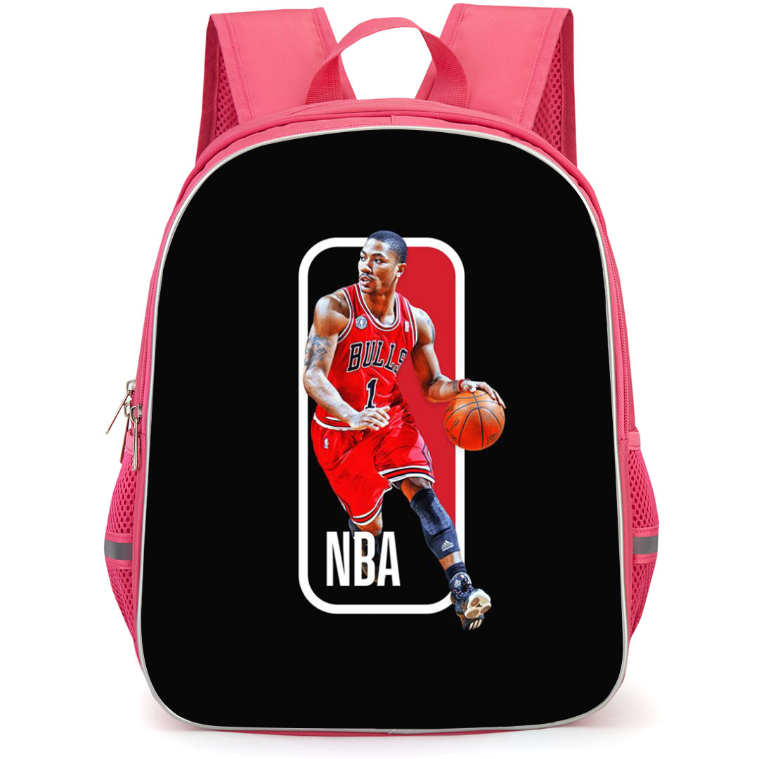 NBA Derrick Rose Backpack StudentPack - Derrick Rose Dribbling Inside NBA Logo Poster