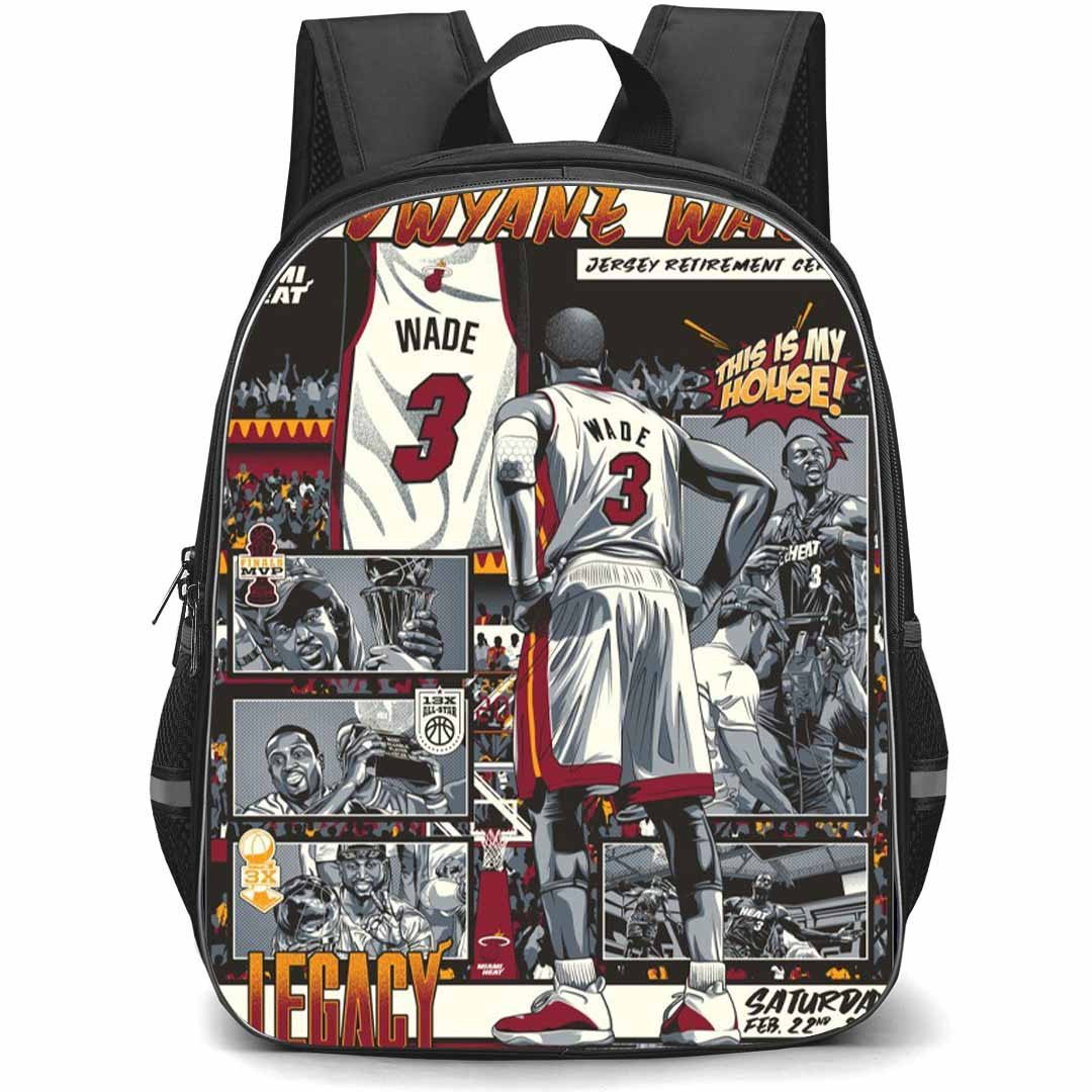 NBA Dwyane Wade Backpack StudentPack - Dwyane Wade Miami Heat 3 Jersey Retirement Ceremony Illustration