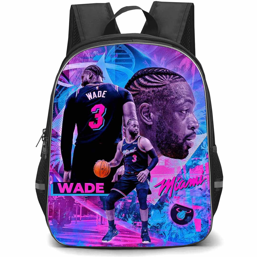 NBA Dwyane Wade Backpack StudentPack - Dwyane Wade Miami Heat 3 Pink And Blue Poster Art