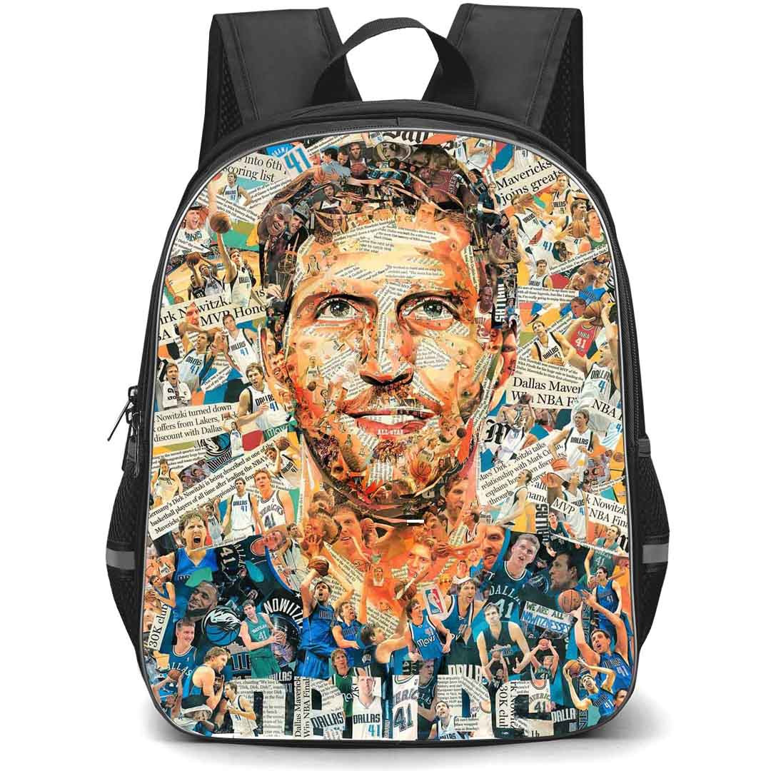 NBA Dirk Nowitzki Backpack StudentPack - Dirk Nowitzki Dallas Mavericks Legend Interactive illustration Art