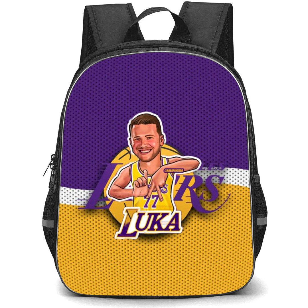 NBA Luka Doncic Backpack School Bag StudentPack - Luka Doncic Chibi Team Logo Portrait