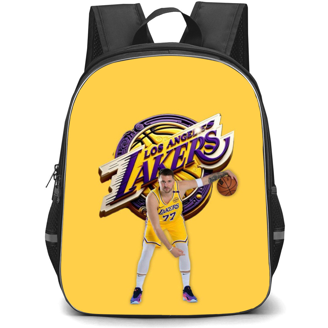 NBA Luka Doncic Backpack School Bag StudentPack - Luka Doncic Dribble Fierce Portrait Team Logo Poster