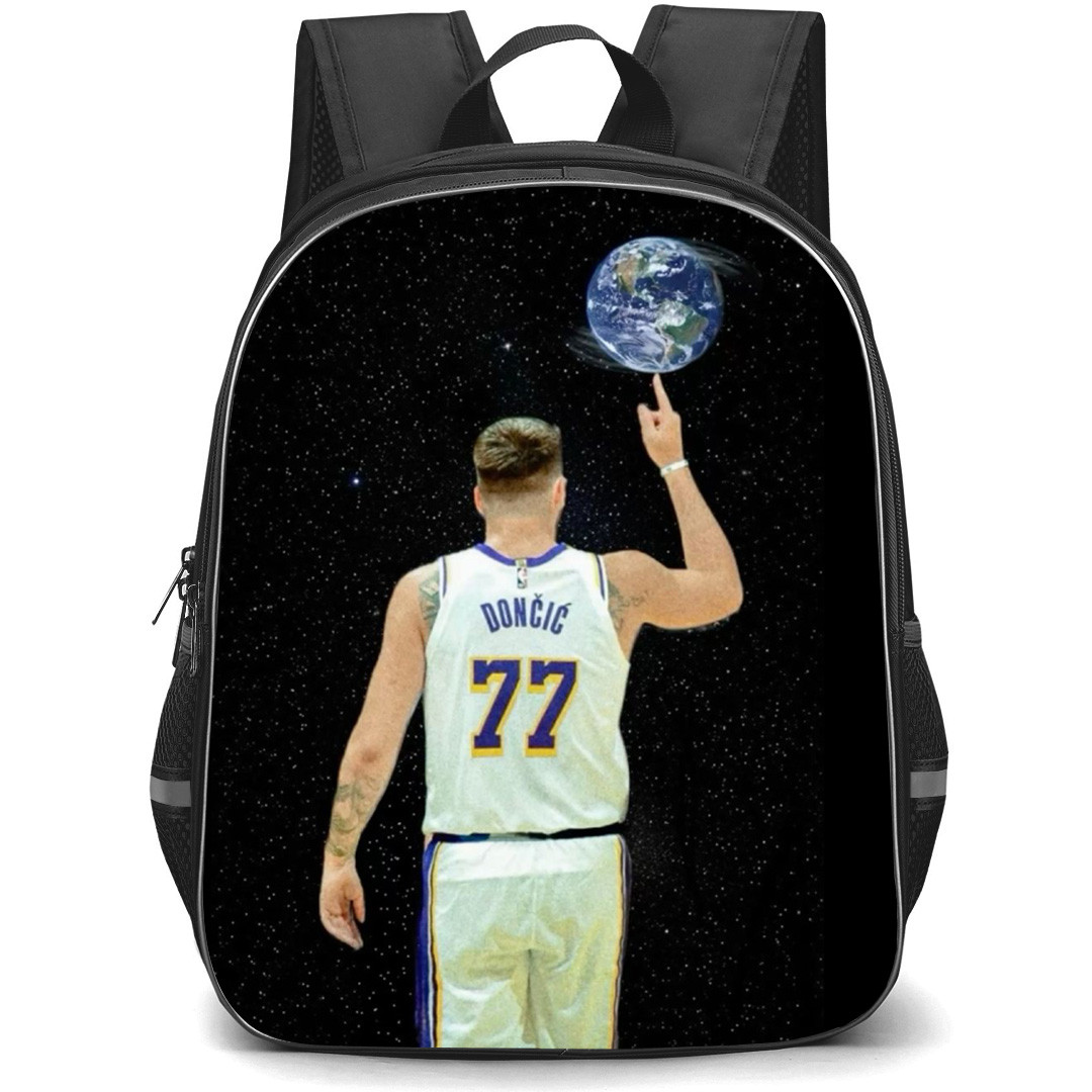 NBA Luka Doncic Backpack School Bag StudentPack - Luka Doncic Earth Spin Back Portrait