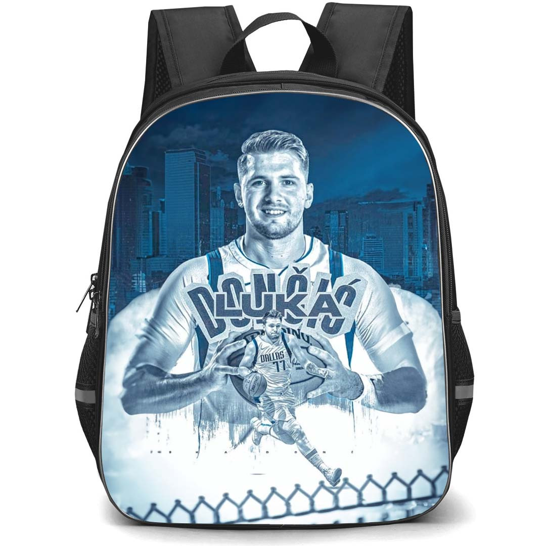 NBA Luka Doncic Backpack StudentPack - Luka Doncic Holding Ball Grayscale Portrait