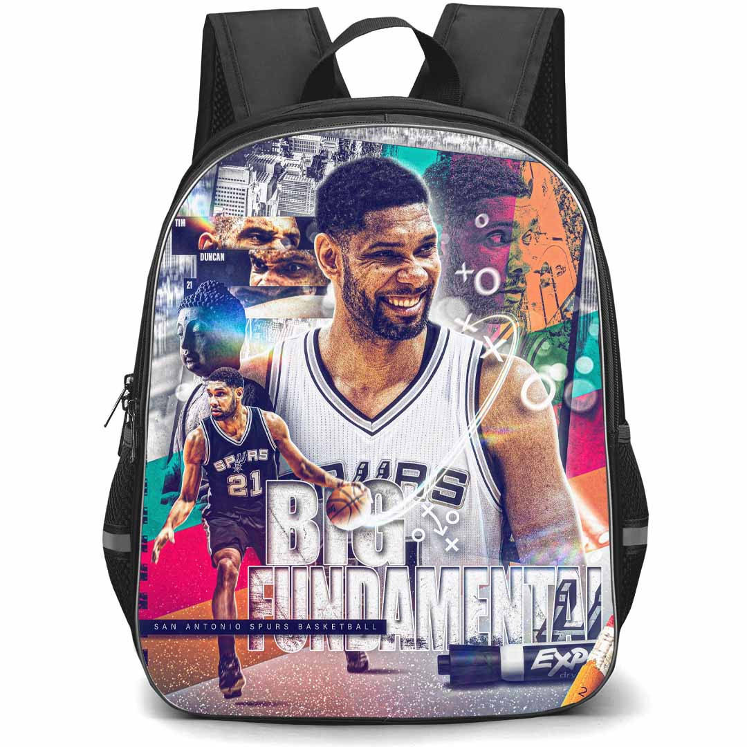 NBA Tim Duncan Backpack StudentPack - Tim Duncan San Antonio Spurs Big Fundamental Poster