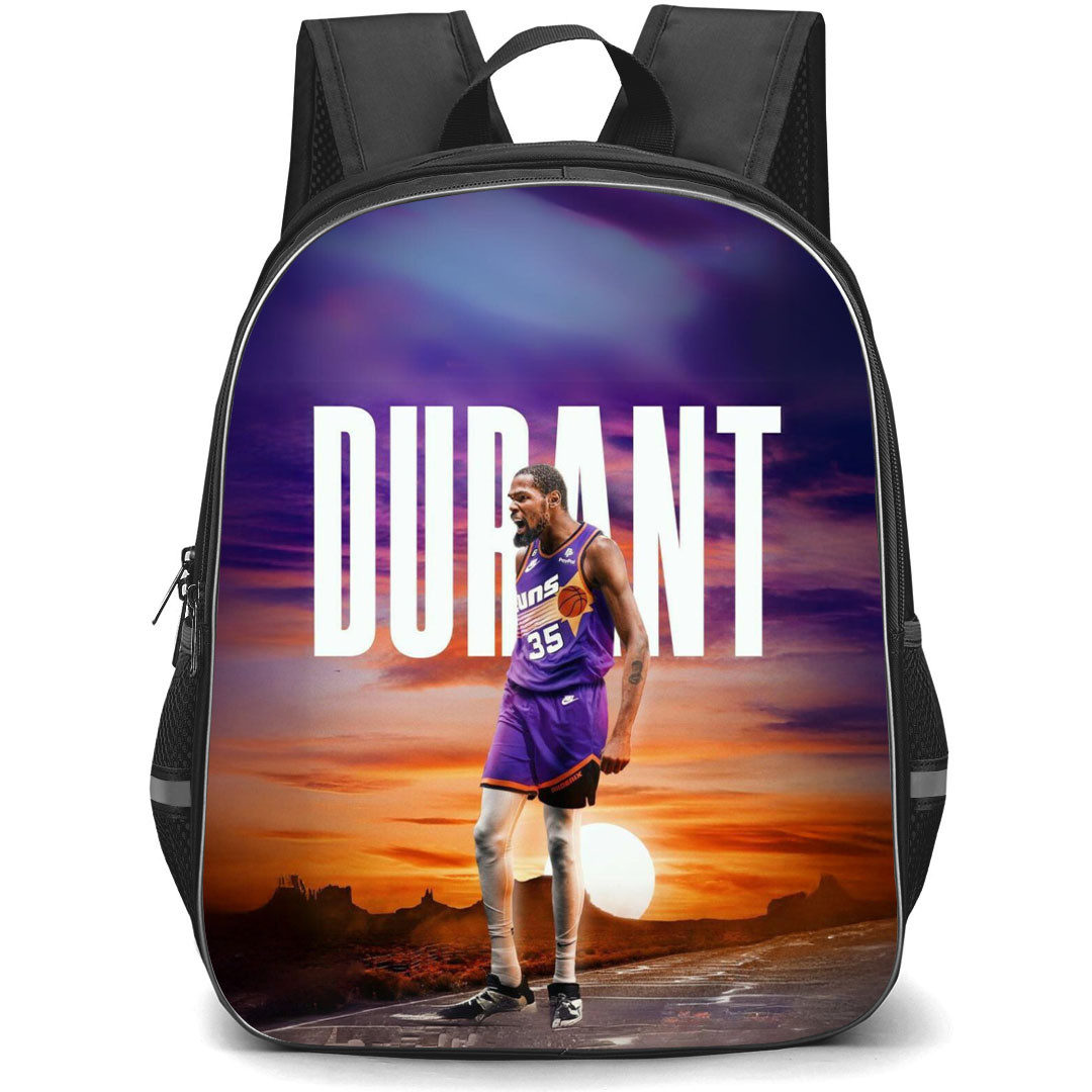 NBA Kevin Durant Backpack StudentPack - Kevin Durant Shouting On Word Art Sunset Background