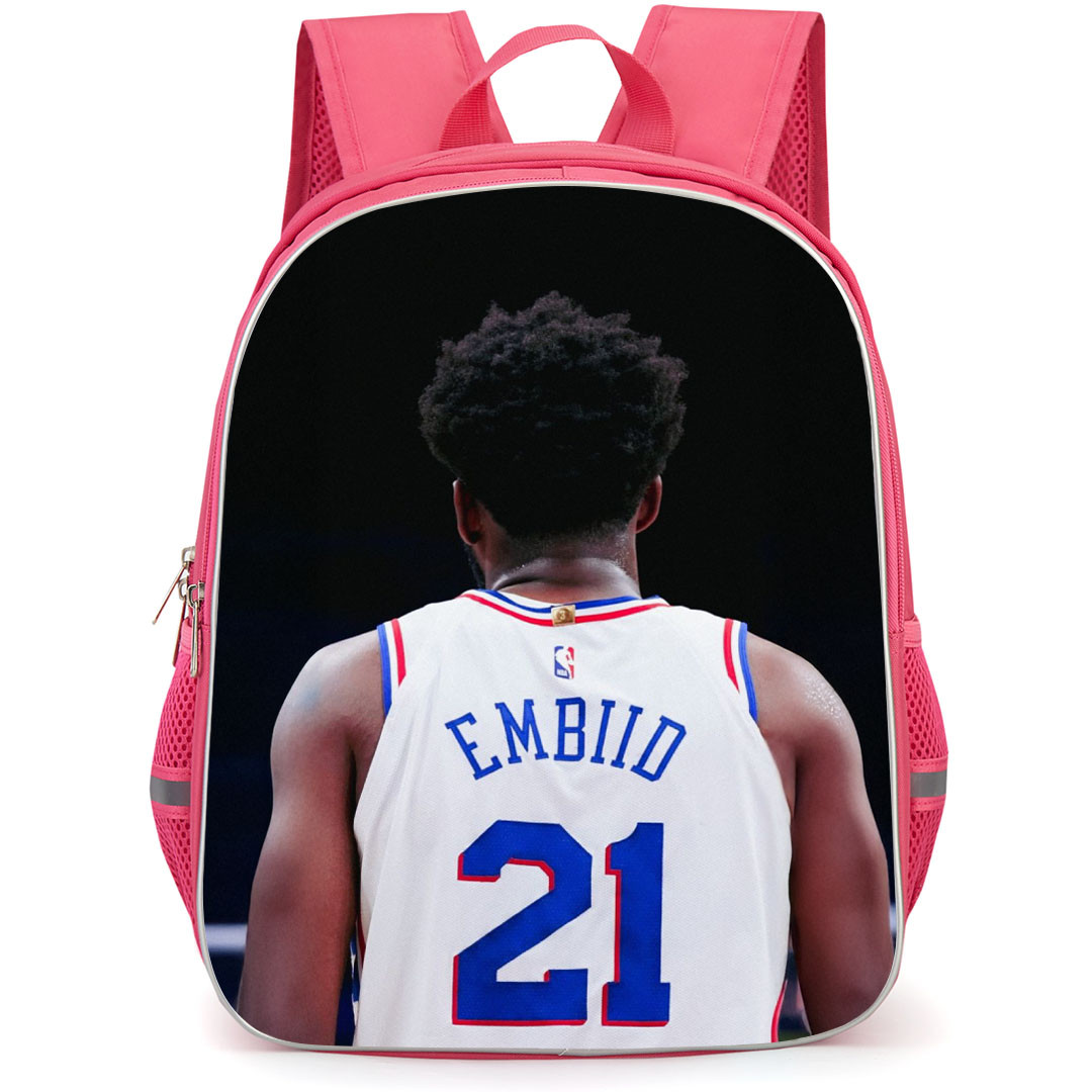 NBA Joel Embiid Backpack StudentPack - Joel Embiid Standing Back Jersey No. 21 Poster