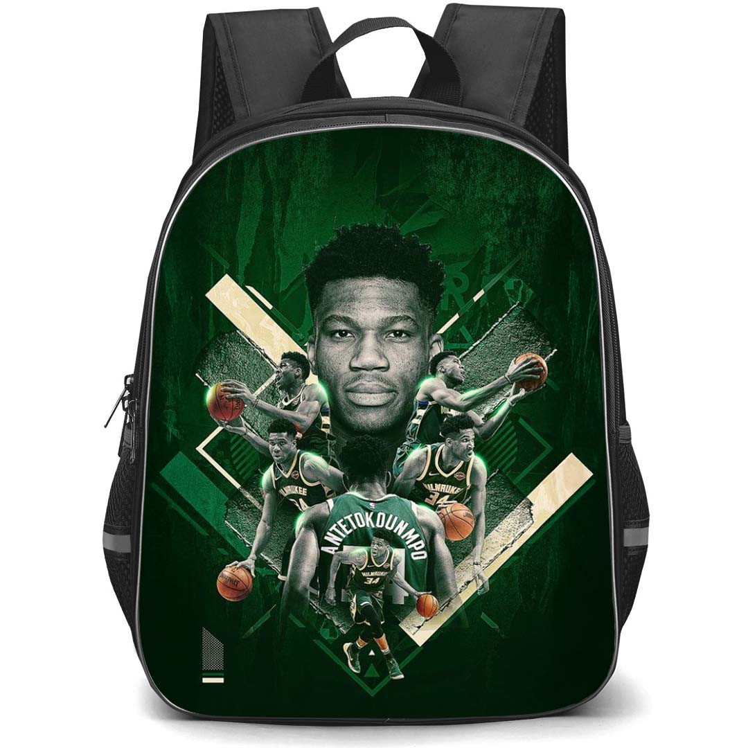 NBA Giannis Antetokounmpo Backpack StudentPack - Giannis Antetokounmpo Milwaukee Bucks Green Graphic Poster