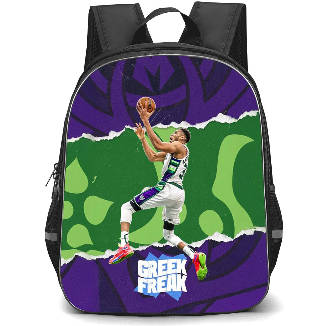 NBA Giannis Antetokounmpo Backpack StudentPack - Giannis Antetokounmpo Shooting On Ripped Paper Poster