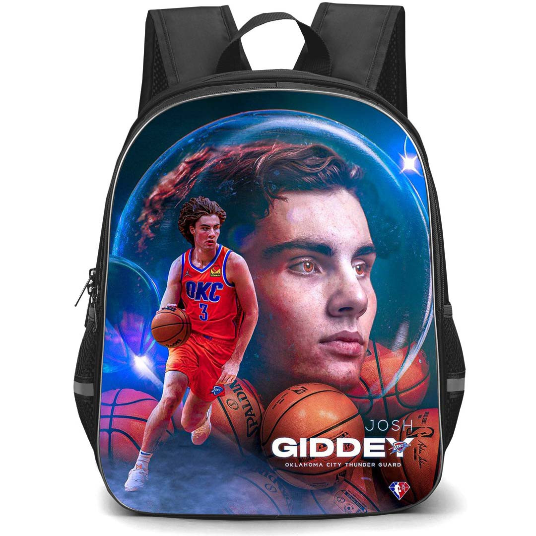 NBA Josh Giddey Backpack StudentPack - Josh Giddey OKC Thunder Guard Dribbling Poster Art