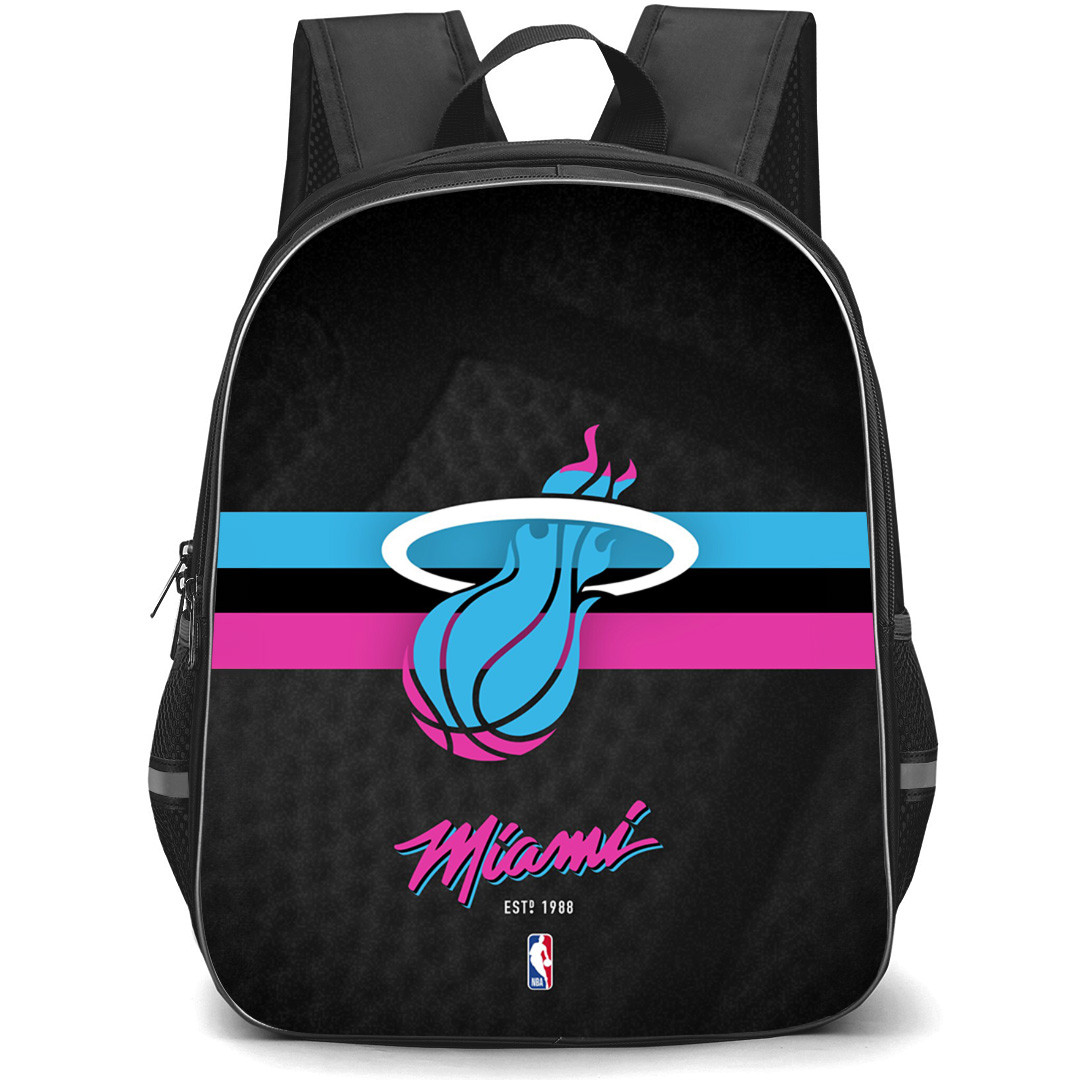 NBA Miami Heat Backpack StudentPack - Team Vice City Logo Stripe Background