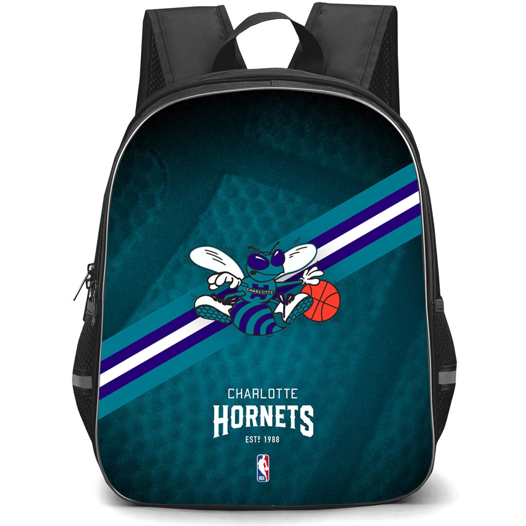 NBA Charlotte Hornets Backpack StudentPack - Team 1988 Logo Stripe Background