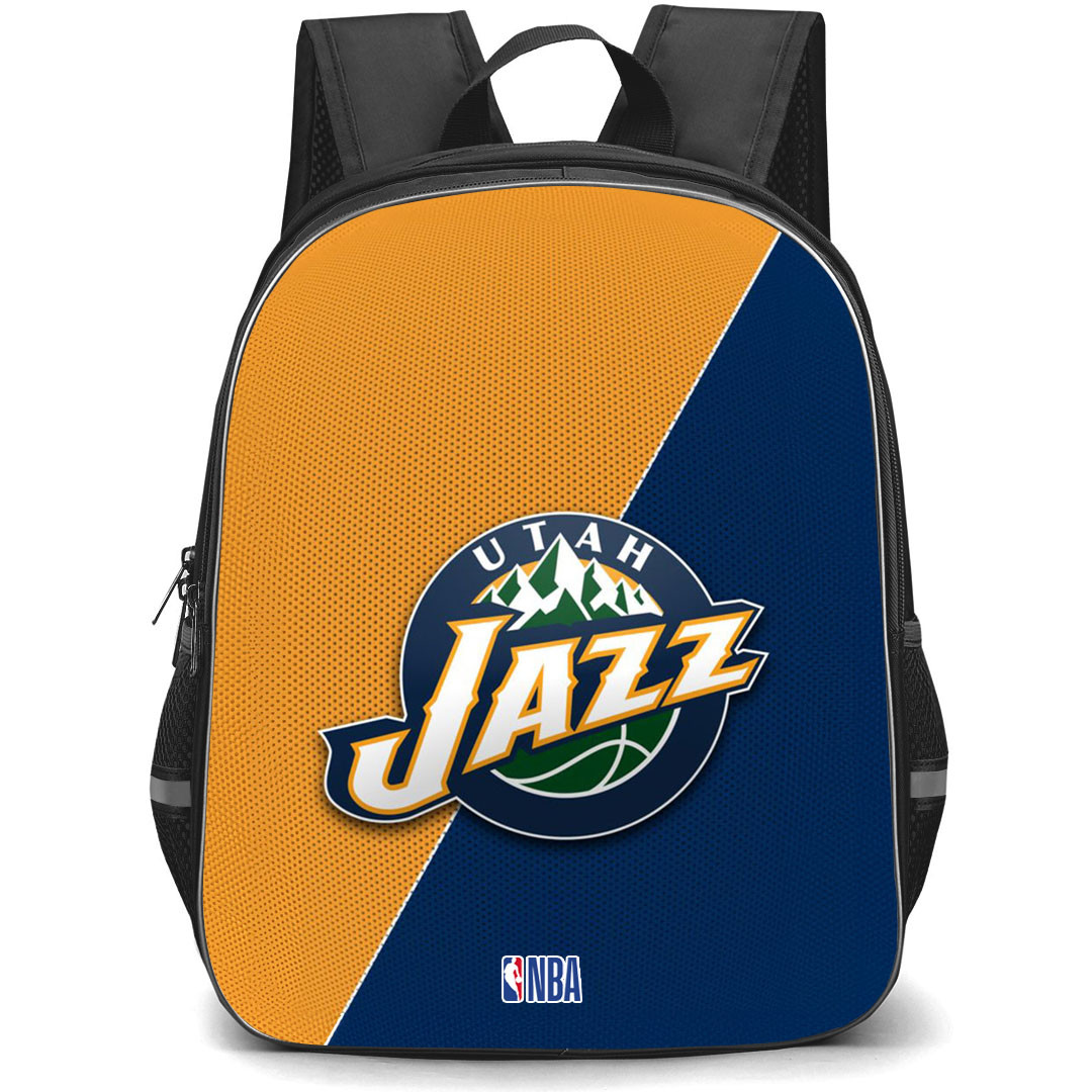 NBA Utah Jazz Backpack StudentPack - Team Logo On Yellow And Blue Background