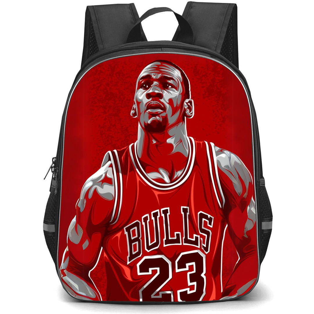 NBA Michael Jordan Backpack StudentPack - Michael Jordan Chicago Bulls 23 Portrait Illustration Art Red Effect