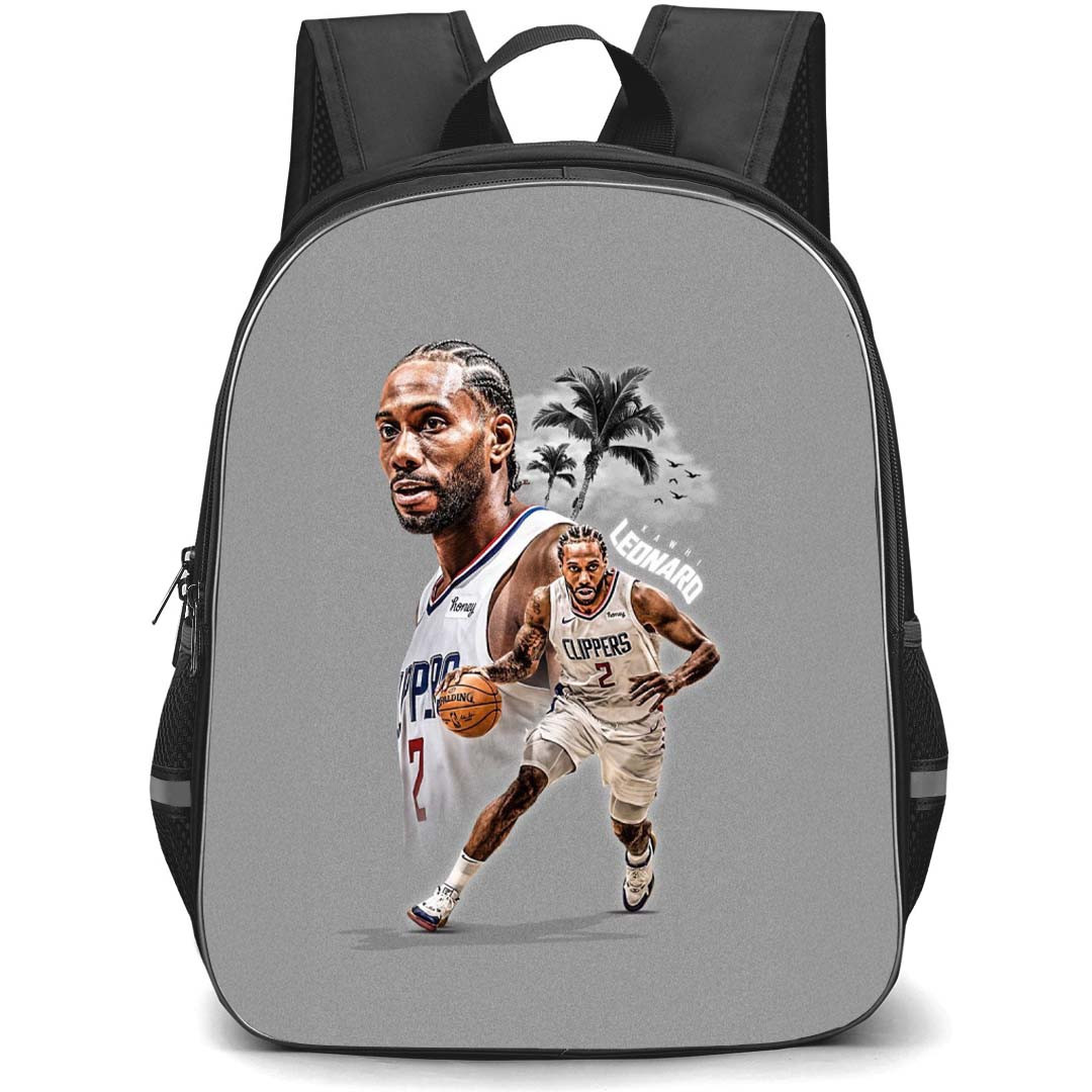 NBA Kawhi Leonard Backpack StudentPack - Kawhi Leonard Dribbling On Gray Background