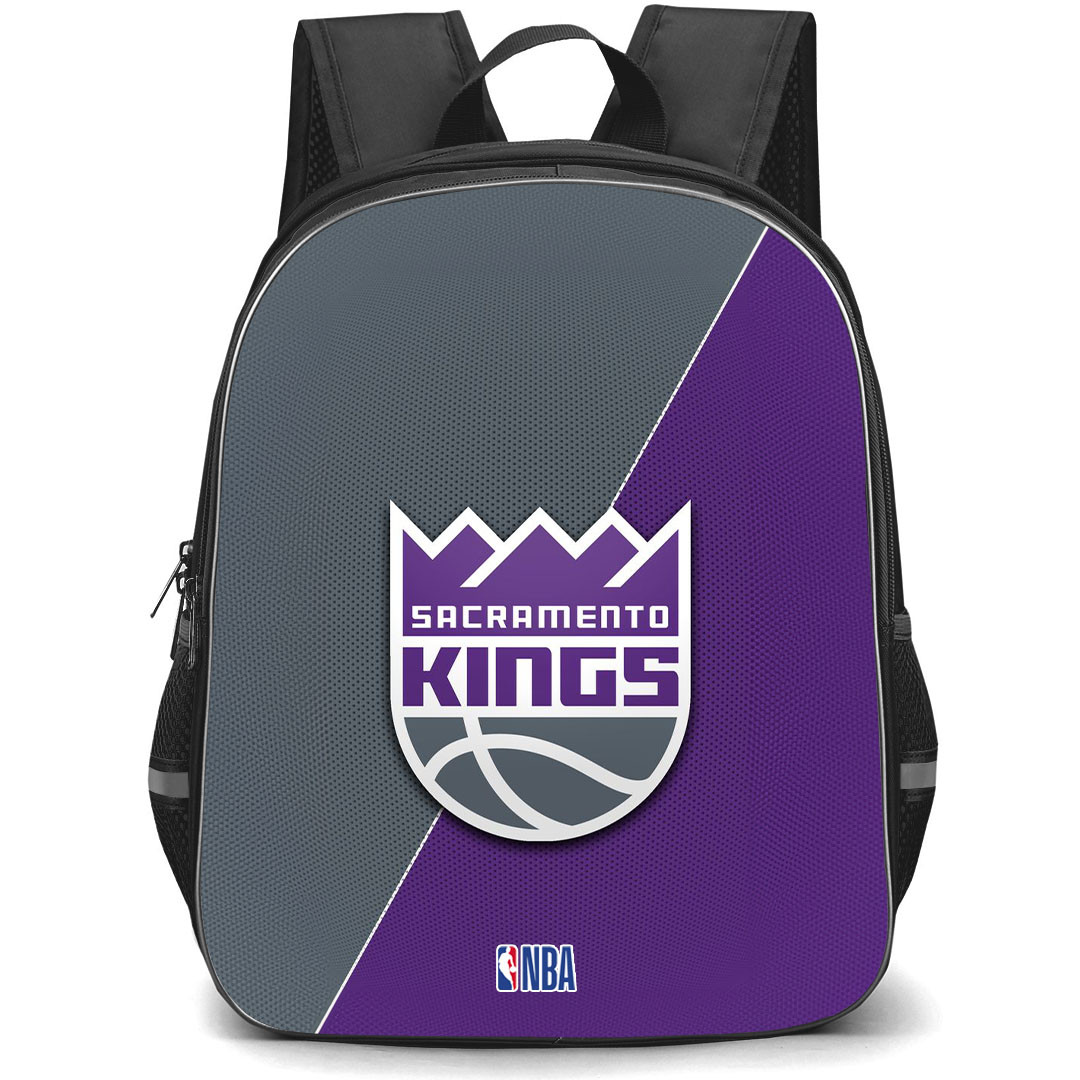 NBA Sacramento Kings Backpack StudentPack - Team Logo On Grey And Purple Background