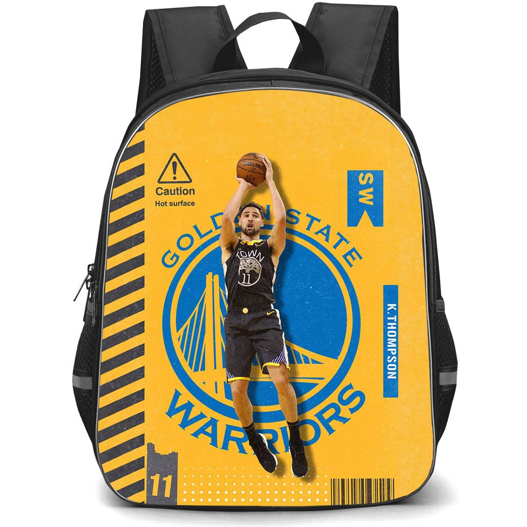 NBA Klay Thompson Backpack StudentPack - Klay Thompson Golden State Warriors 11 Fading Away On Yellow Graphic Art