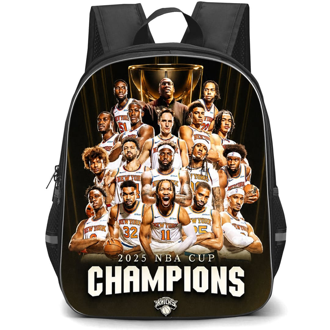 NBA New York Knicks Champions Backpack School Bag StudentPack - New York Knicks 2025 NBA Crowned Champions Gold Edition Poster