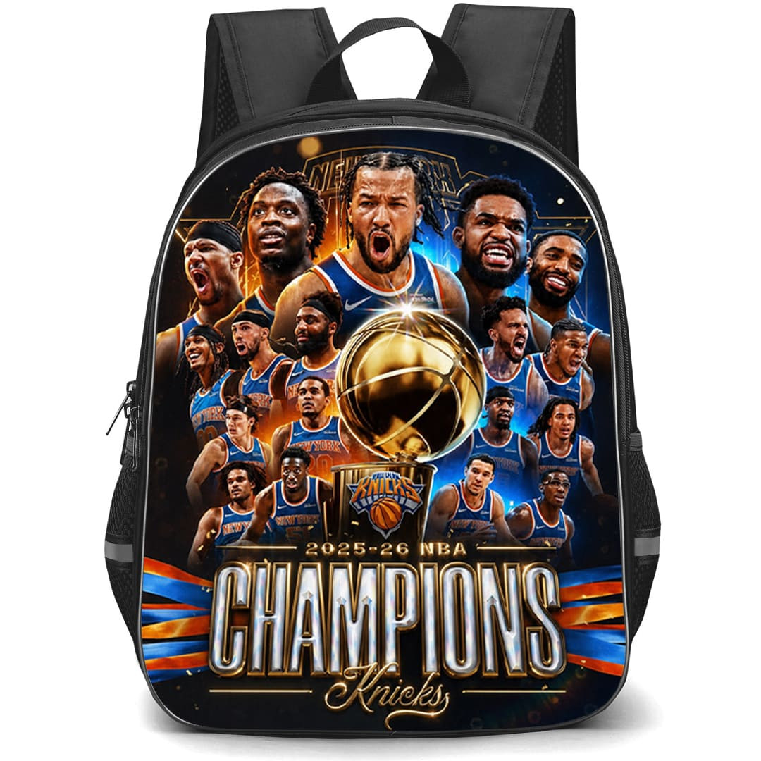NBA New York Knicks Champions Backpack School Bag StudentPack - New York Knicks 2025-26 NBA Championship Legacy Team Poster