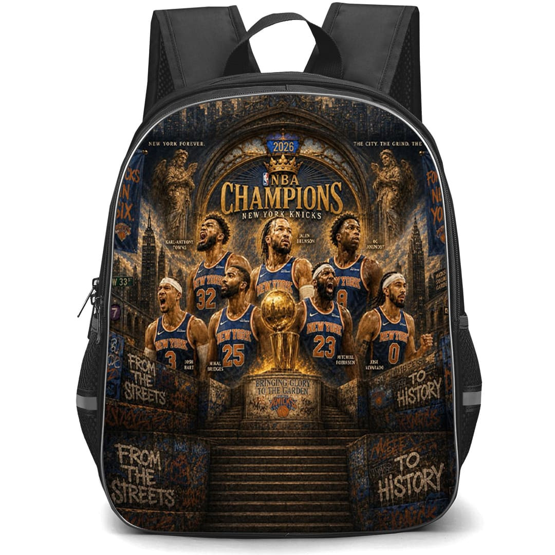NBA New York Knicks Champions Backpack School Bag StudentPack - New York Knicks NBA Championship Trophy Poster