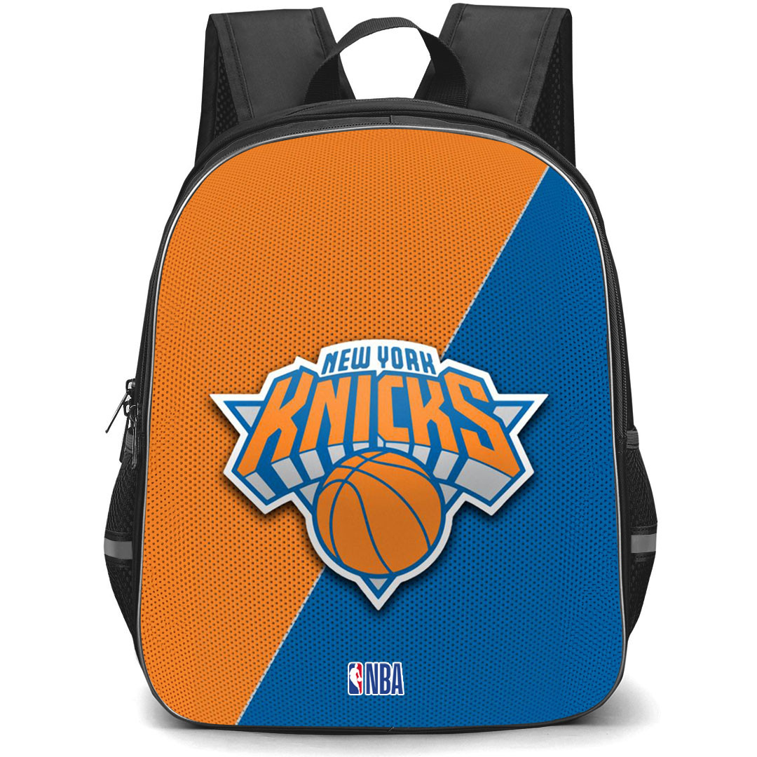 NBA New York Knicks Backpack StudentPack - Team Logo On Orange And Blue Background