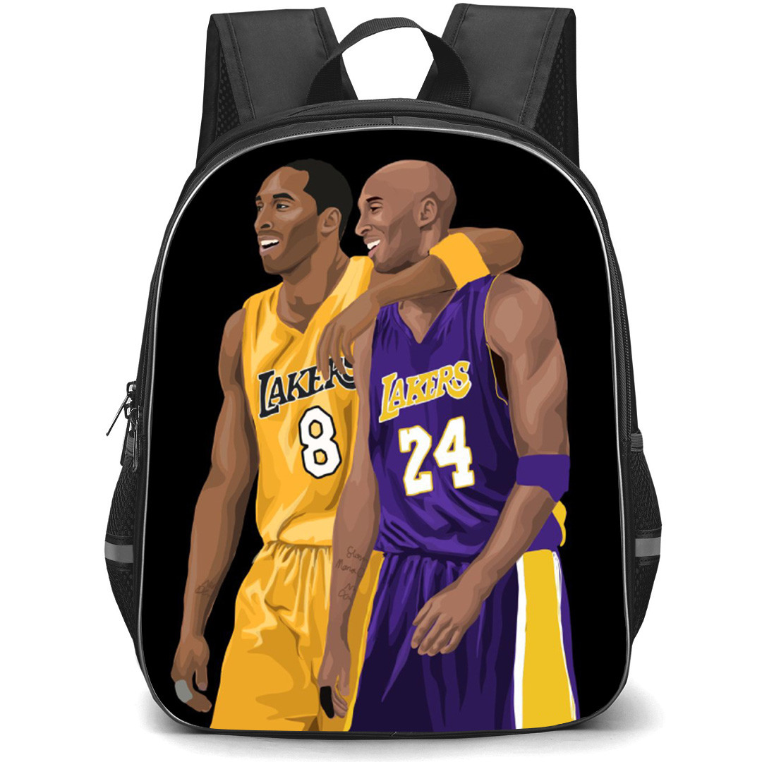 NBA Kobe Bryant Backpack School Bag StudentPack - Kobe Bryant Lebron Smiling Vector Art In Black Background