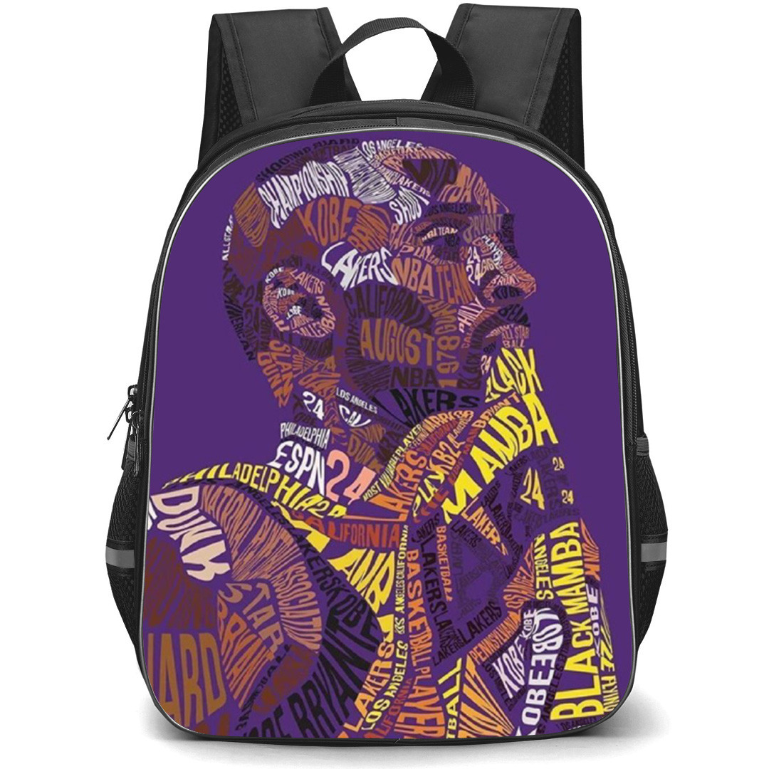 NBA Kobe Bryant Backpack School Bag StudentPack - Kobe Bryant Typography Side Portrait