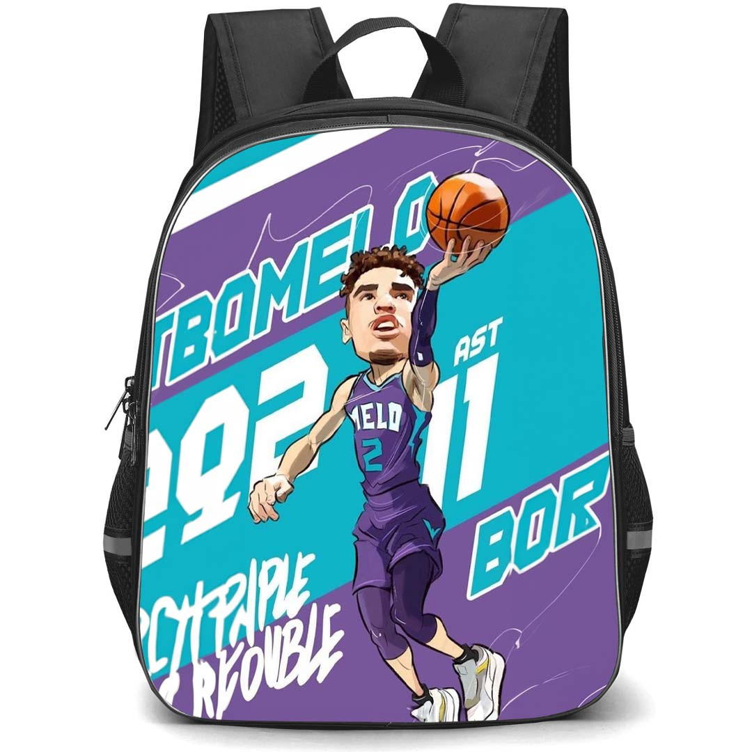 NBA Lamelo Ball Backpack StudentPack - Lamelo Ball Charlotte Hornets 2 Dunking Cartoon Art
