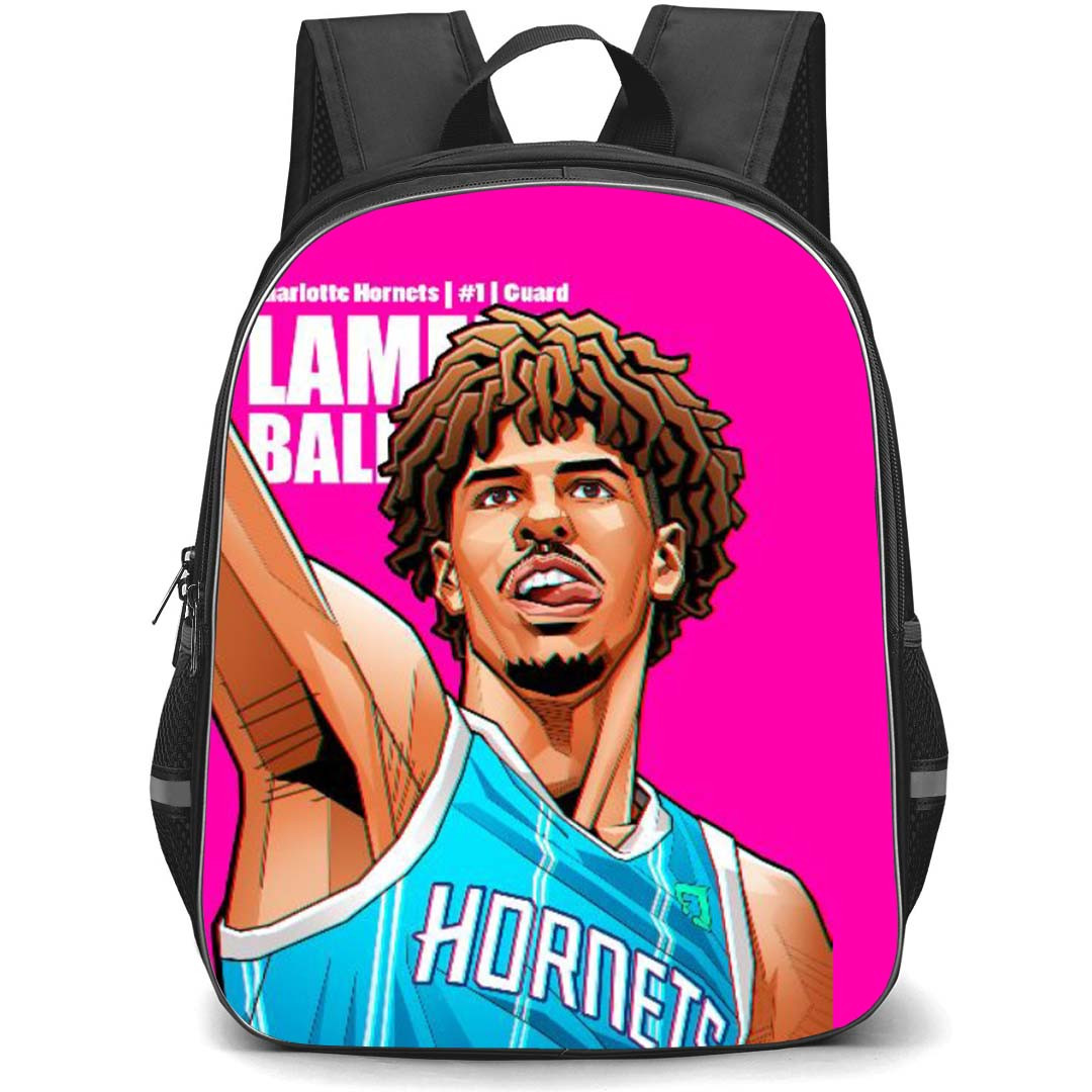 NBA LaMelo Ball Backpack StudentPack - LaMelo Ball Tongue Out Portrait Illustration Art