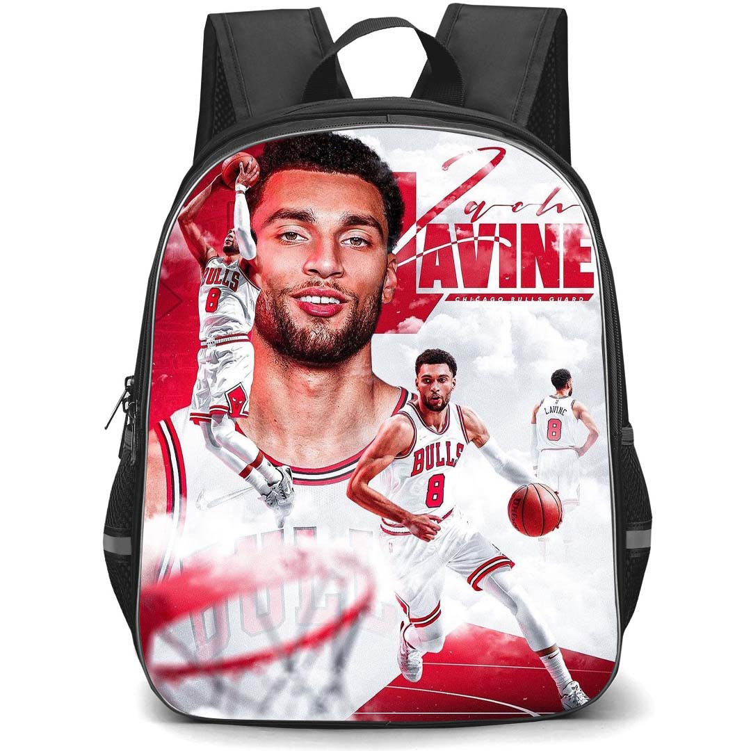 NBA Zach LaVine Backpack StudentPack - Zach LaVine Chicago Bulls 8 Dribbling Red Graphic Art