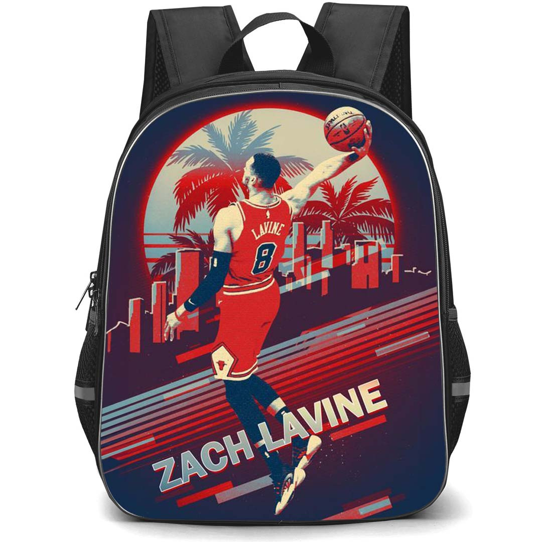 NBA Zach LaVine Backpack StudentPack - Zach LaVine Chicago Bulls 8 Dunking Poster Art