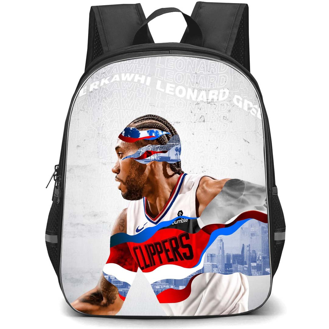 NBA Kawhi Leonard Backpack StudentPack - Kawhi Leonard Los Angeles Clippers 2 Ripped Red Blue Jersey