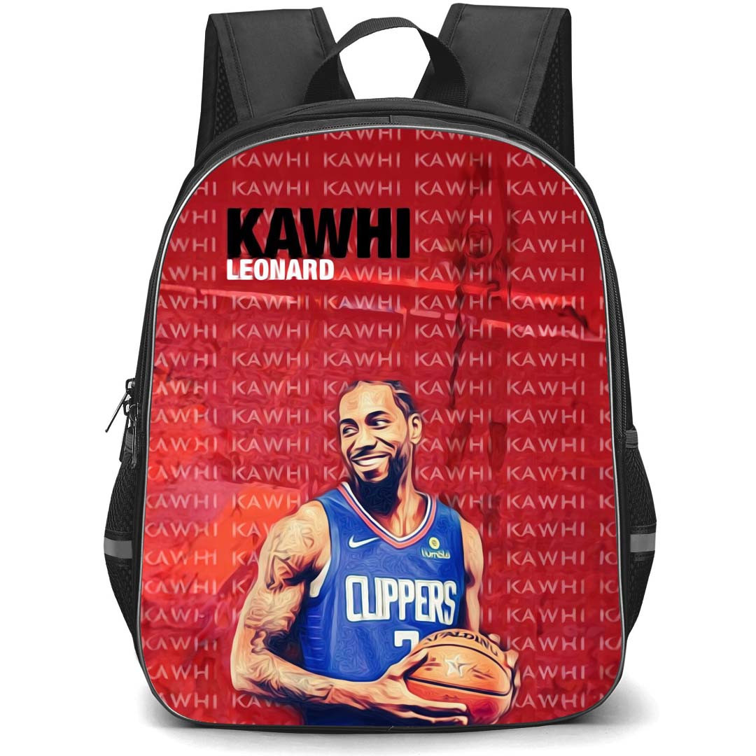 NBA Kawhi Leonard Backpack StudentPack - Kawhi Leonard Los Angeles Clippers 2 Side Portrait Holding Ball