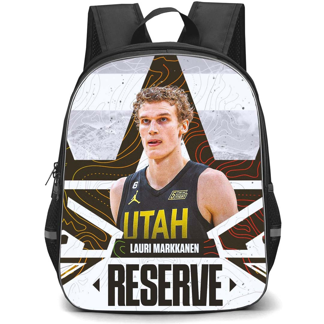 NBA Lauri Markkanen Backpack StudentPack - Lauri Markkanen Utah Jazz Portrait Graphic Art Poster
