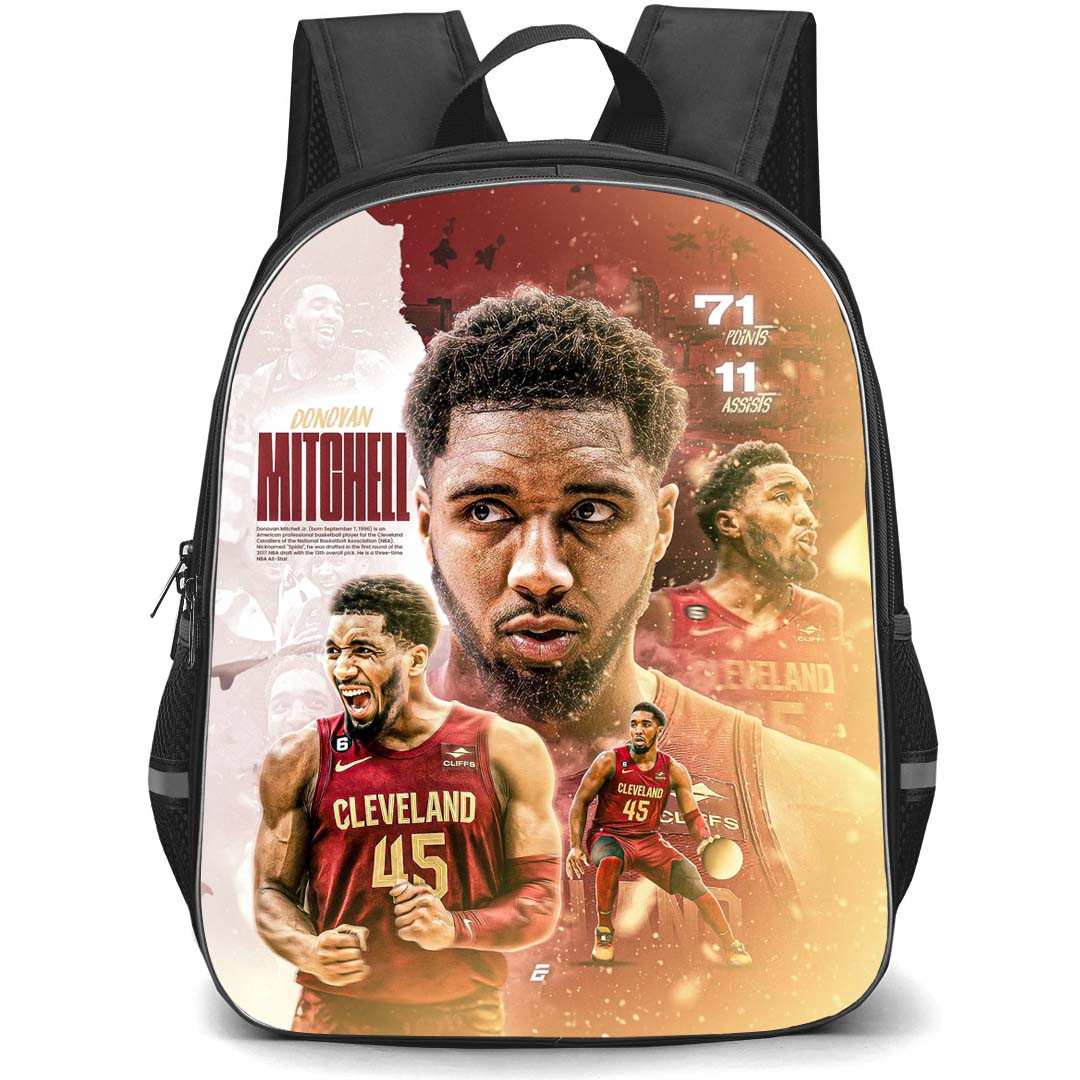 NBA Donovan Mitchell Backpack StudentPack - Donovan Mitchell Cleveland Cavaliers 45 Portrait Poster Art