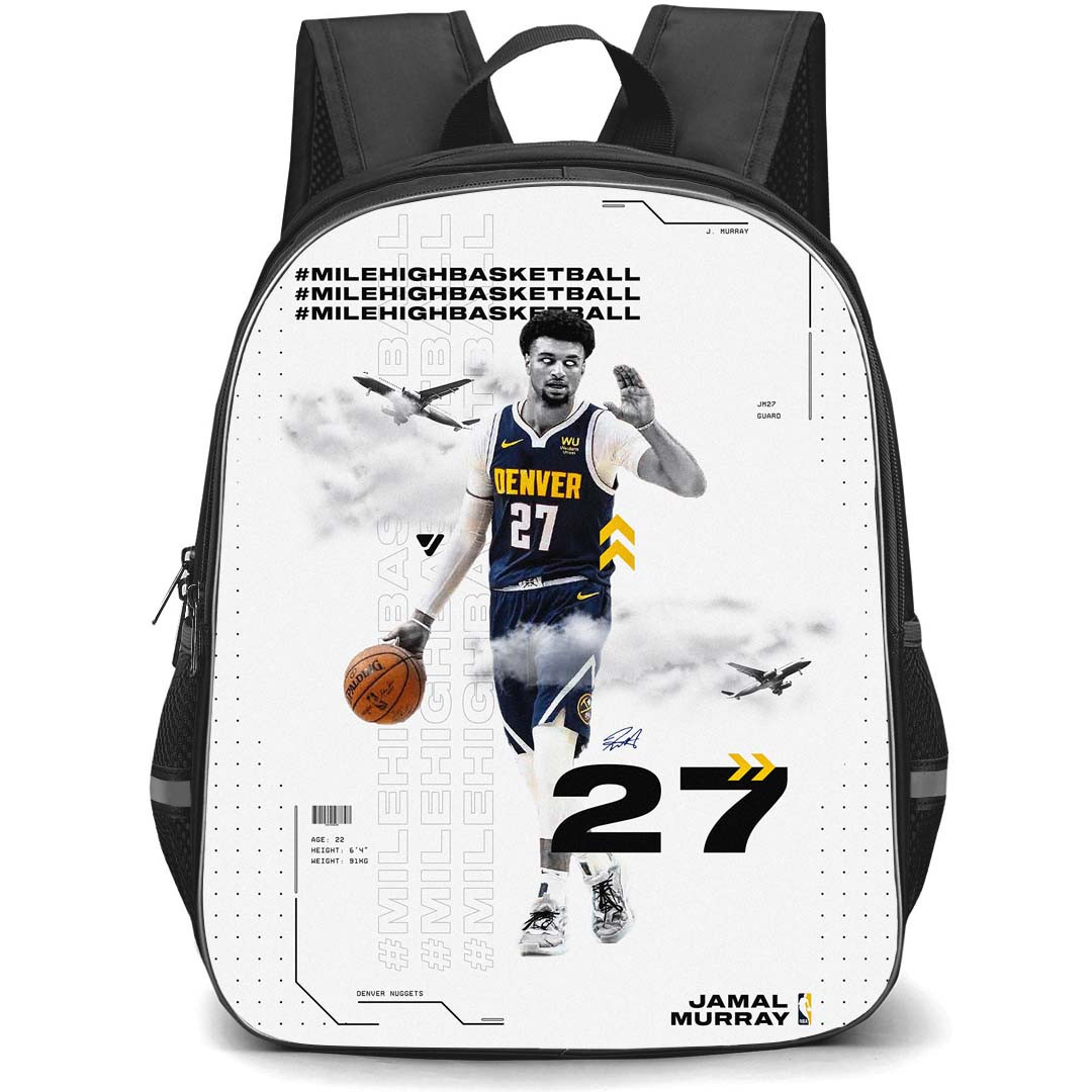NBA Jamal Murray Backpack StudentPack - Jamal Murray Denver Nuggets 27 Holding Ball Poster Art